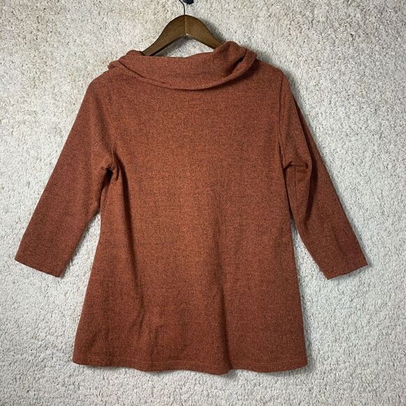 Ali Miles Orange Long Sleeve Cinched Cowl Neck Drawstring Sweater Womens‎ Size S - Picture 2 of 9
